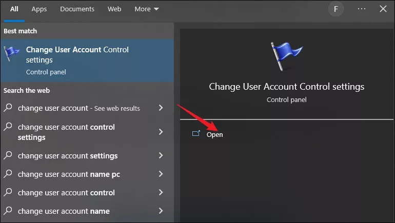 open change user account control settings