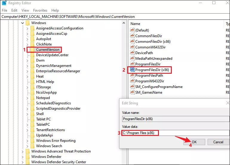 restore x86 file loacation