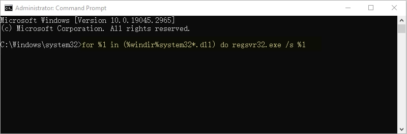 re register dll files via cmd