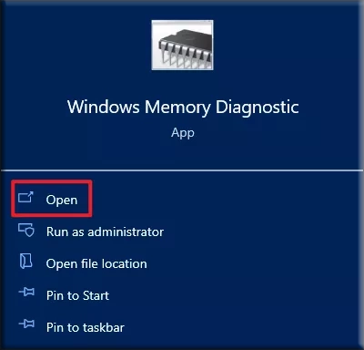 open windows memory diagnostic