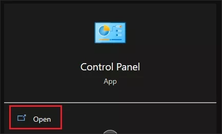 open control panel