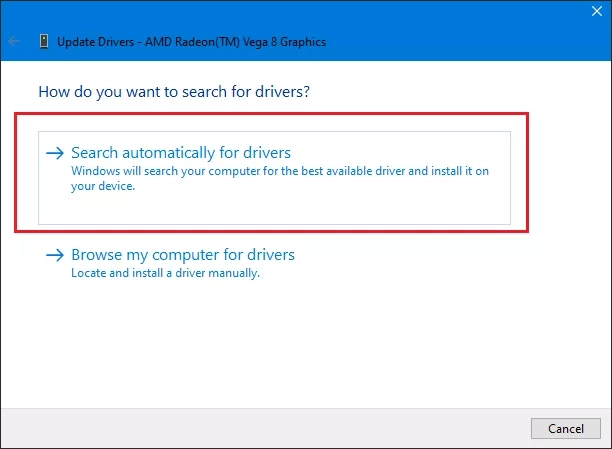 search automatically for drivers