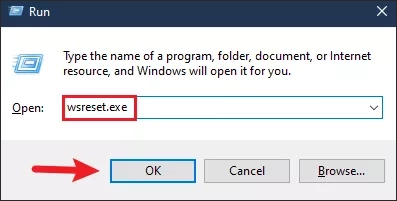 type wsreset exe