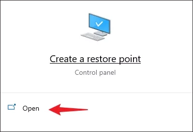 open create a restore point