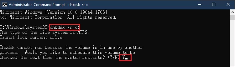 type chkdsk r c