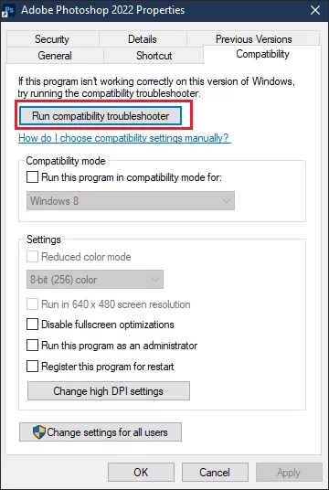 run compatibility troubleshooter