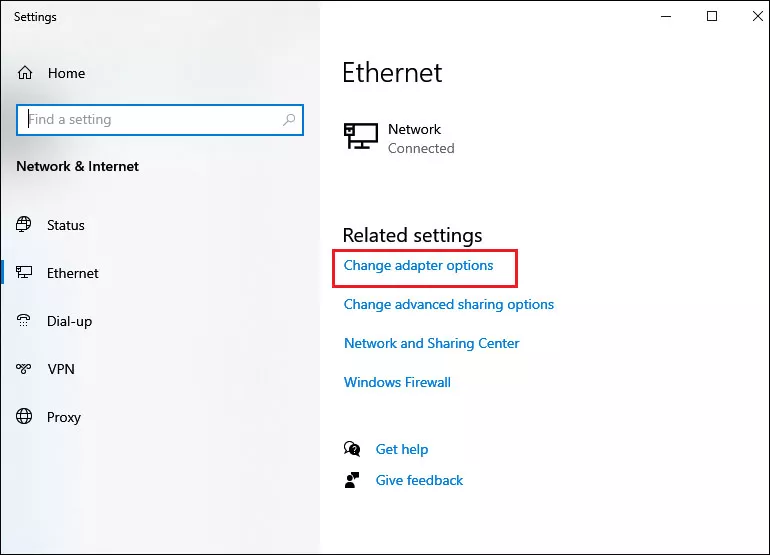 choose change adapter options