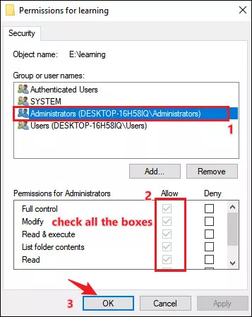 change permissions