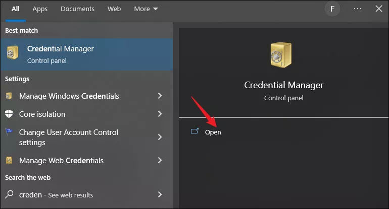 open credential manager