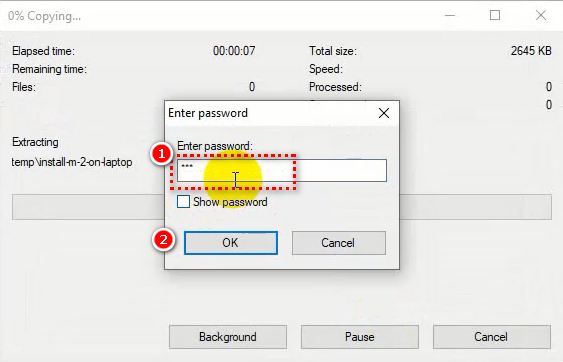 enter password to unzip