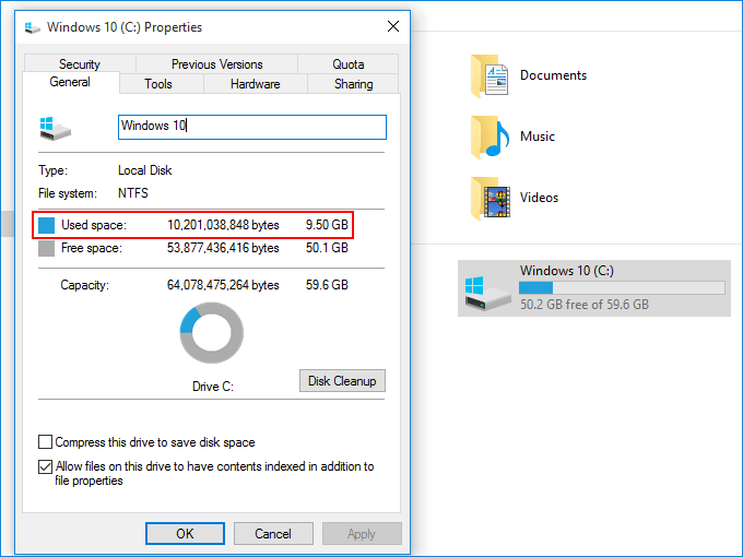 how much storage space does windows 10 take