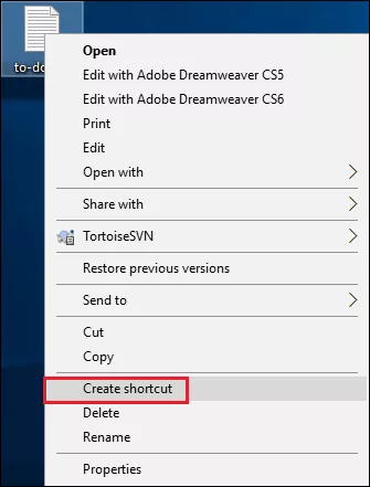 create a shortcut to a file