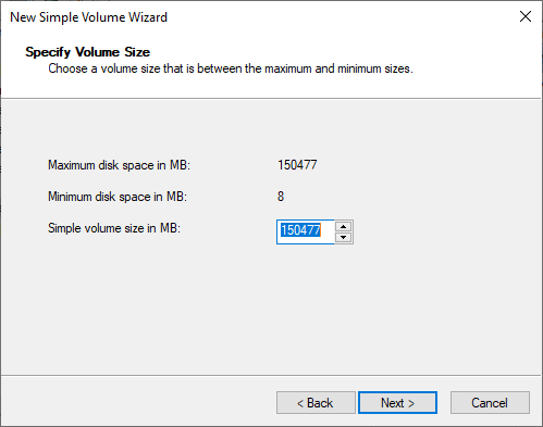 set D drive size from unallocated space