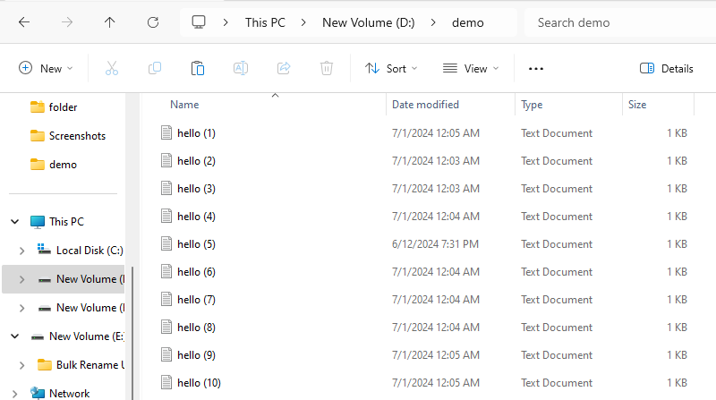 rename files Windows Explorer demo