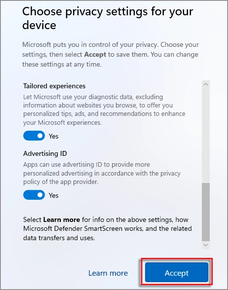 choose privacy settings for your device