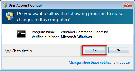 confirm to run windows command processor