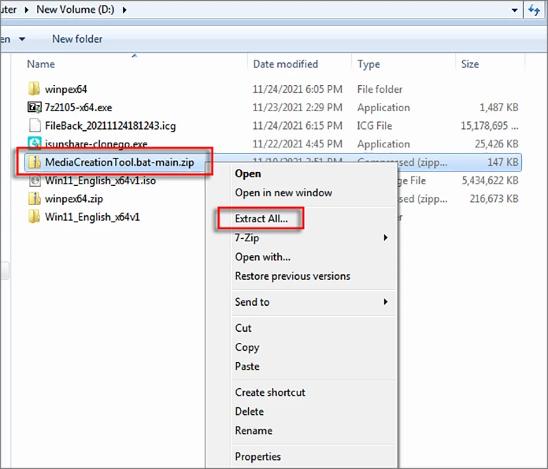 extract mediacreationtool.bat-main.zip file