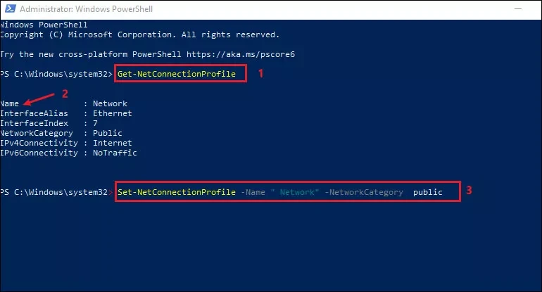 change profile type via powershell