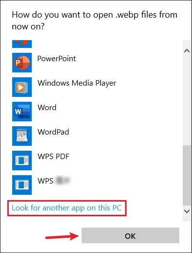 look for another app-from this pc