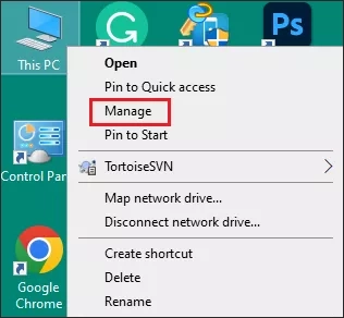 click manage