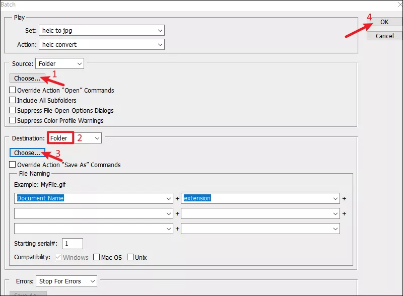 batch settings