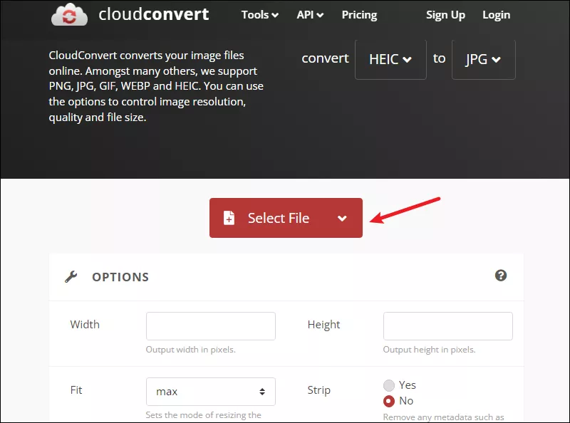 cloudconvert select file