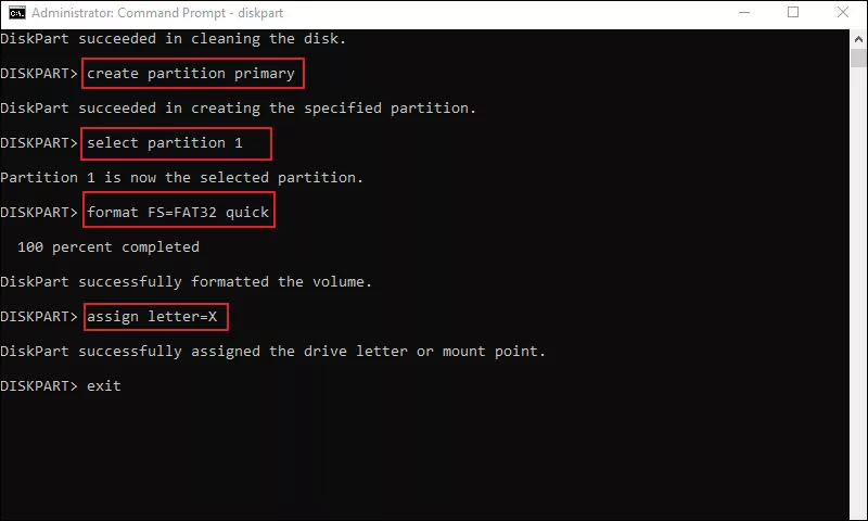 create a primary partition