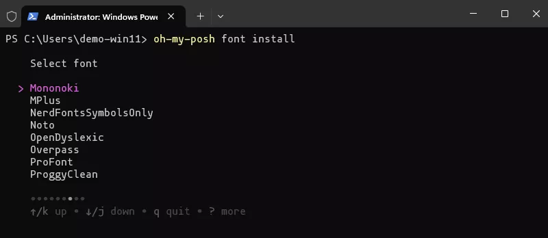 Oh My Posh install font nerd fonts