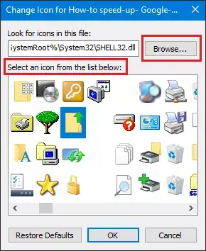 select an icon from the list