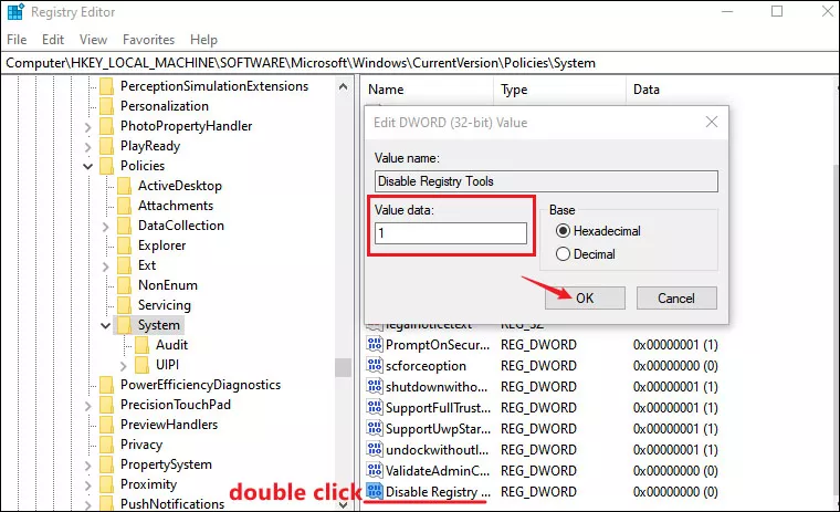 set value data to 1