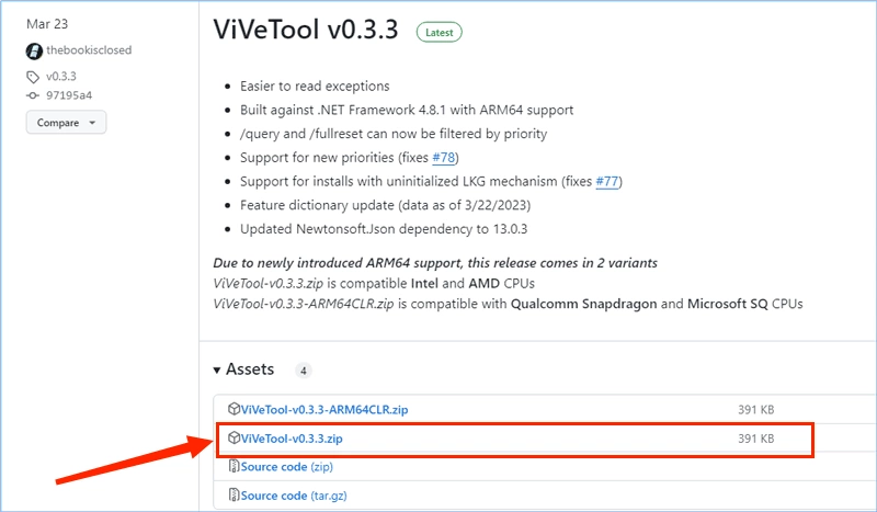 download vivetool