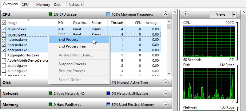 end process in resource monitor