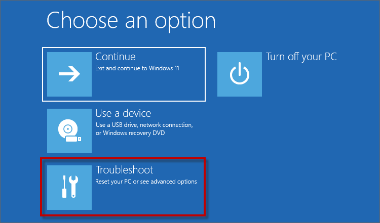 click troubleshoot