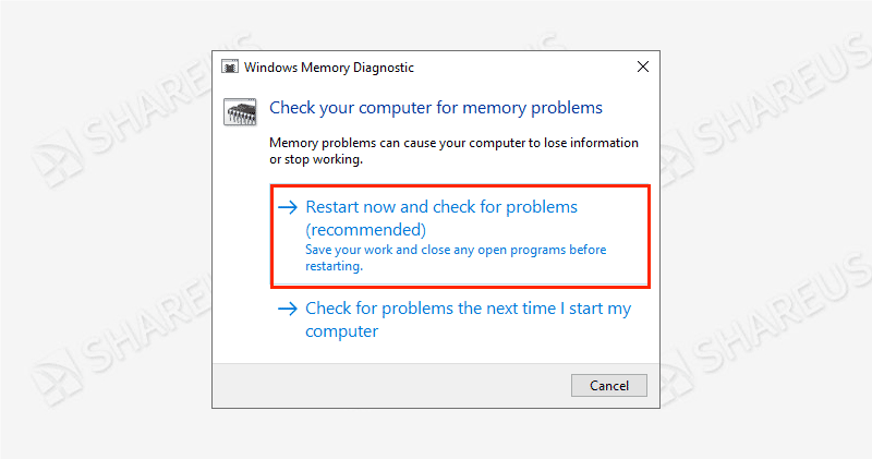 use windows memory diagnostics tool