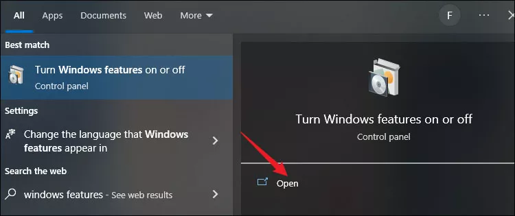 open turn windows features on or off