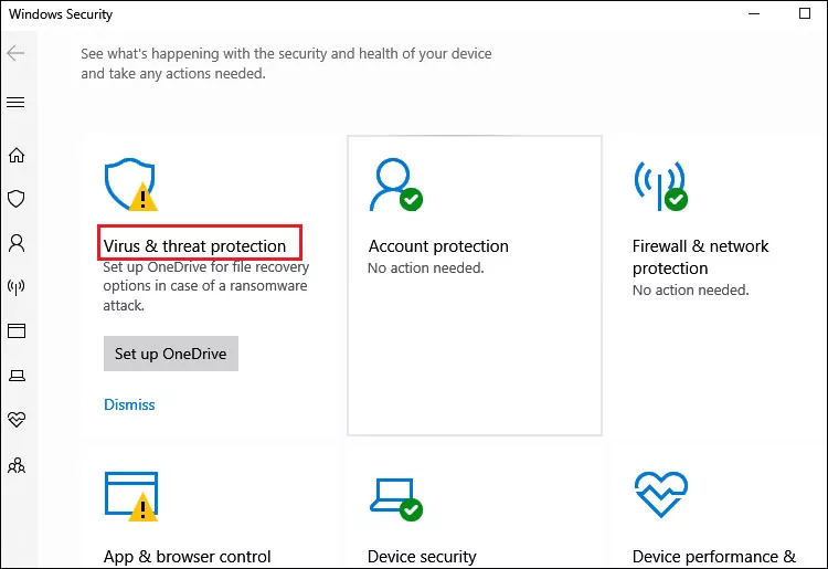 select virus and threat protection