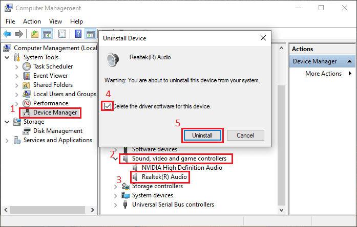 uninstall audio driver