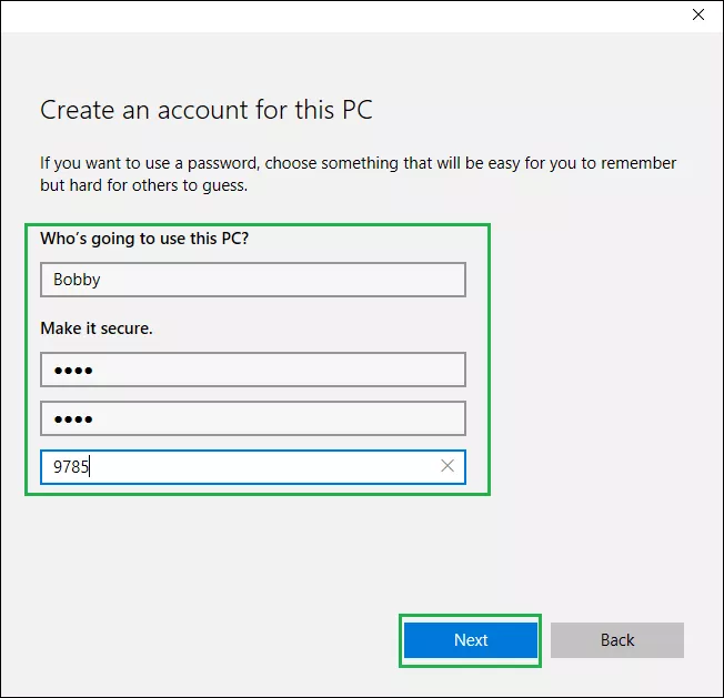 create a new user account 