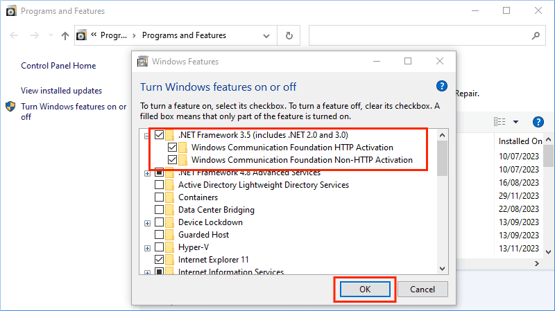 enable net framework 3.5