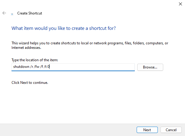 shortcut command