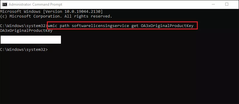 find product key in command prompt