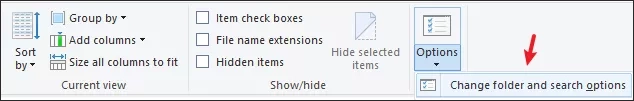 change folder option and search options