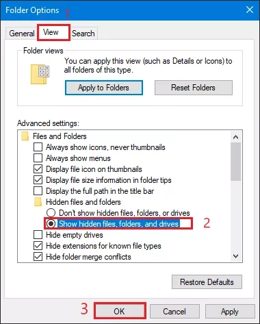 show hidden files folders and drives