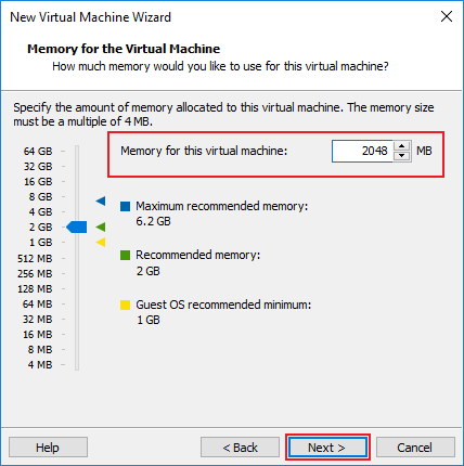 memory for the virtual machine