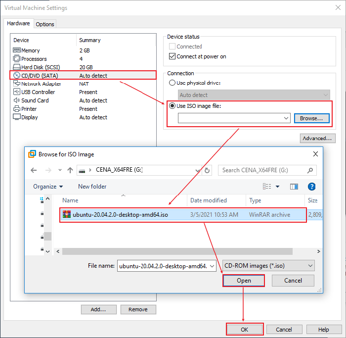 select ubuntu iso file