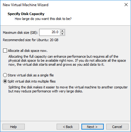 specify disk capacity