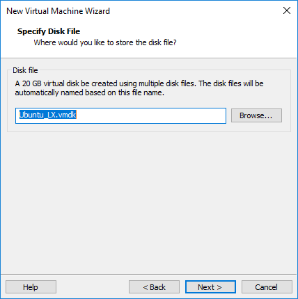 specify disk file