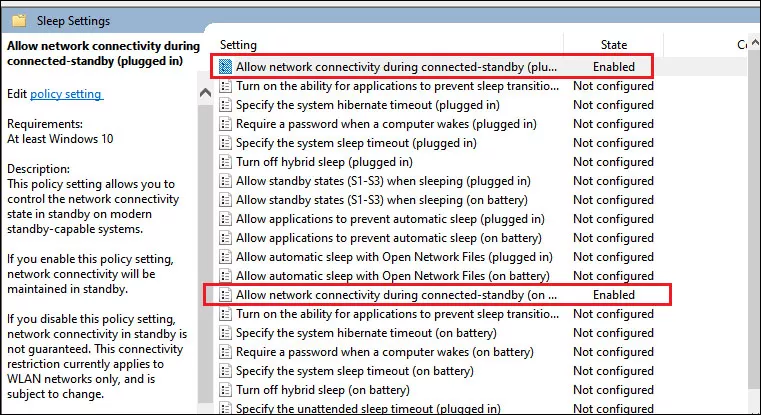 enable network settings