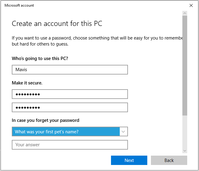 create a new account