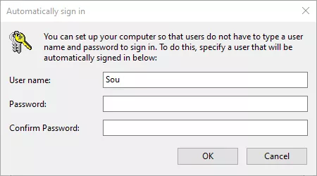 Automatically sign in window